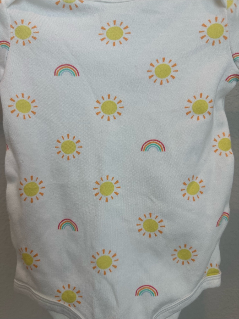 Primary White Baby Bodysuit with Sunshine & Rainbow Print
